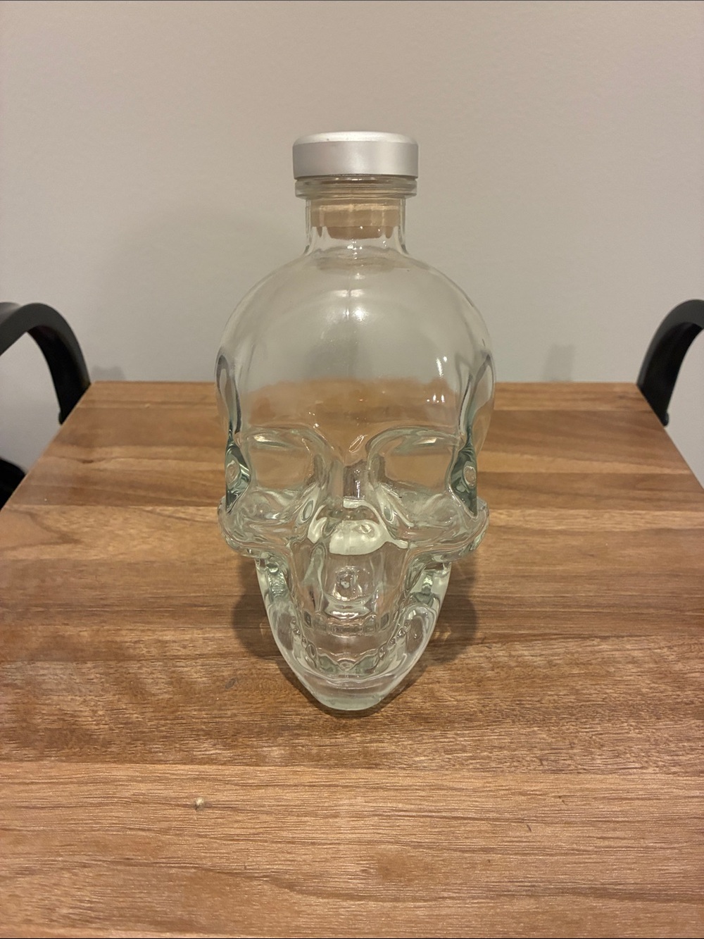 Clear Glass Skull Decanter with Silver Cap - Home Dining